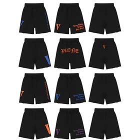 Veron Jerry Big V Letter Print Cotton Terry Casual Shorts-2490  